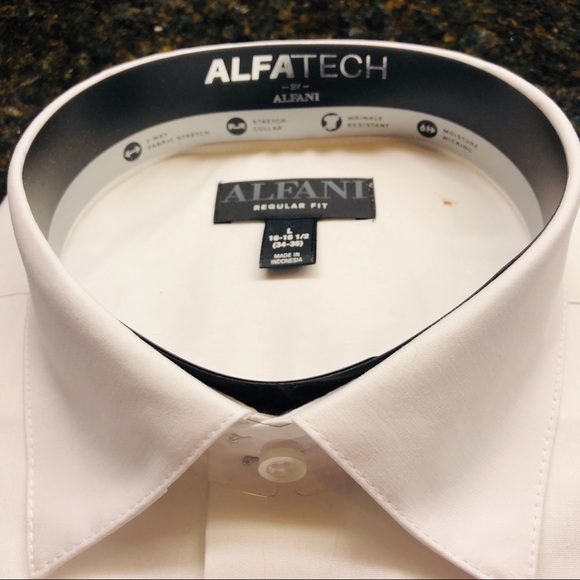 Men’s White Dress Shirt Alfani Regular/Classic Fit - Picture 7 of 7